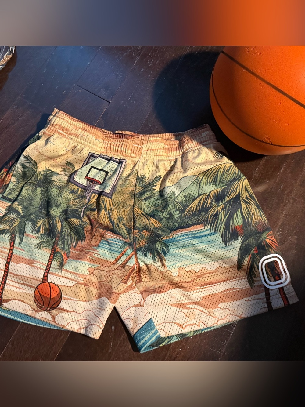 Overtime Tropical Basketball Mesh Shorts Palm Tree Graphic Men’s Size S